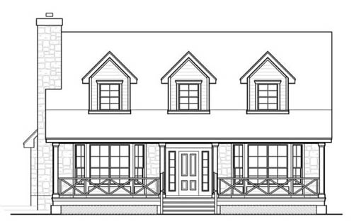 South Elevation image of The Woodville House Plan